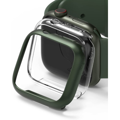 Ringke Θήκη Slim Case - Apple Watch 9 / 8 / 7 45mm - Clear / Deep Green - 2 Τεμάχια (8809848200281)