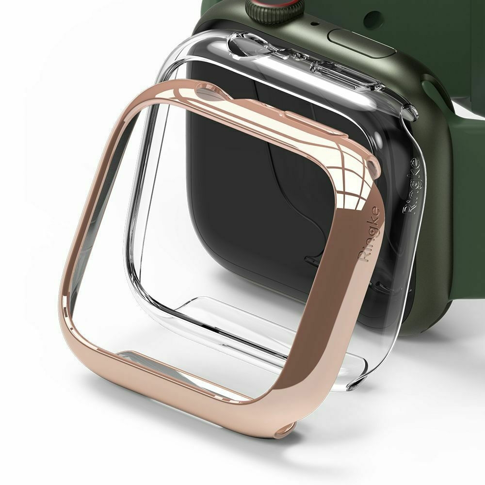 Ringke Θήκη Slim Case - Apple Watch 9 / 8 / 7 41mm - Clear / Chrome Rose Gold - 2 Τεμάχια (8809848201028)