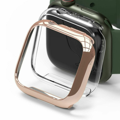 Ringke Θήκη Slim Case - Apple Watch 9 / 8 / 7 41mm - Clear / Chrome Rose Gold - 2 Τεμάχια (8809848201028)
