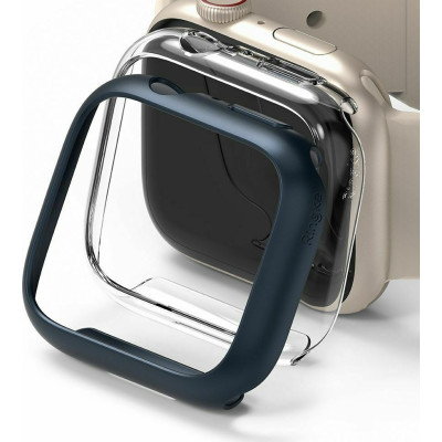 Ringke Θήκη Slim Case - Apple Watch 9 / 8 / 7 41mm - Clear / Metallic Blue - 2 Τεμάχια (8809848200229)