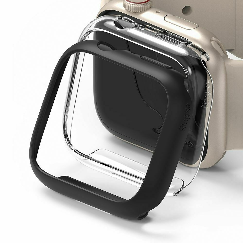 Ringke Θήκη Slim Case - Apple Watch 9 / 8 / 7 41mm - Clear / Matte Black - 2 Τεμάχια (8809848200212)
