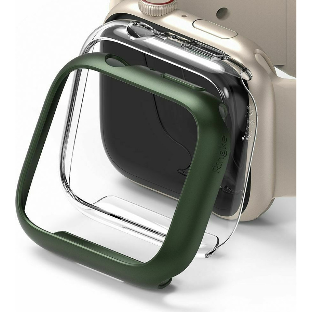 Ringke Θήκη Slim Case - Apple Watch 9 / 8 / 7 41mm - Clear / Deep Green - 2 Τεμάχια (8809848200236)