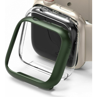 Ringke Θήκη Slim Case - Apple Watch 9 / 8 / 7 41mm - Clear / Deep Green - 2 Τεμάχια (8809848200236)
