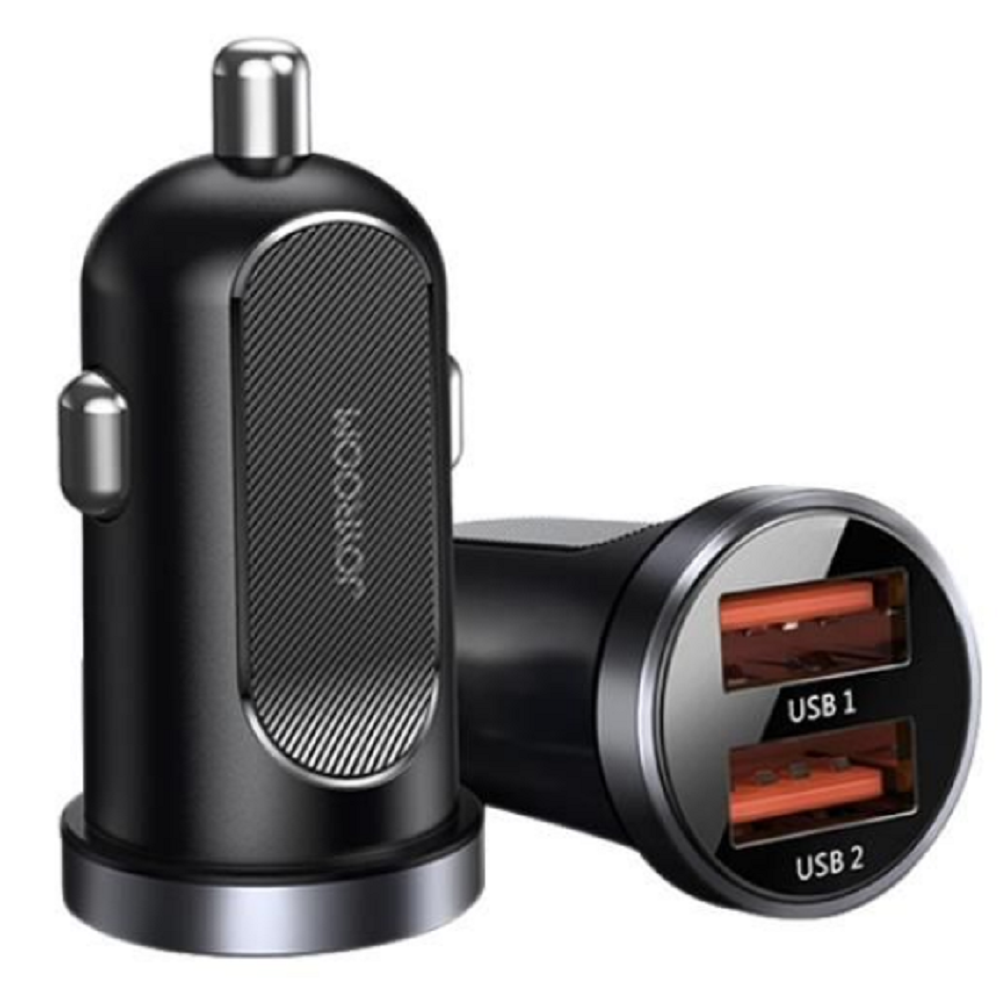 Joyroom Mini Dual Port Car Charger - Γρήγορος Φορτιστής Αυτοκινήτου με 2 x USB - QC3.0 - 30W - Black (C-A09)