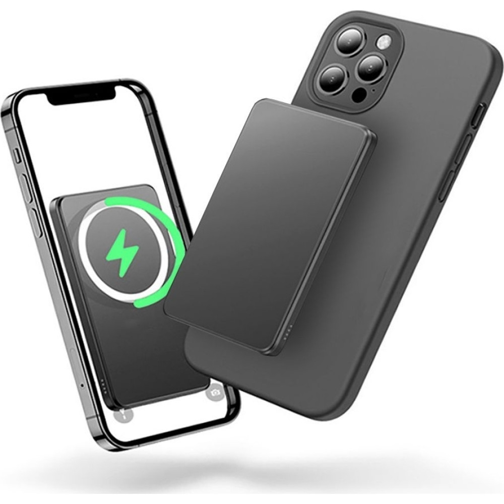 Tech-Protect LifeMag Μαγνητικό MagSafe Powerbank για iPhone 16 / 15 / 14 / 13 / 12 με 1 x Type-C / 1 x Lightning - 5000mAh - 15W - Black (9589046917189)