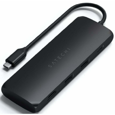 Satechi Αντάπτορας Type-C Hybrid Multiport - Με 1 x Θήκη για SSD Μ.2 SATA Εξωτερικό Σκληρό Δίσκο / 1 x 4K HDMI / 2 x USB-A 3.0 / 1 x Type-C PD - Black (ST-UCHSEK)