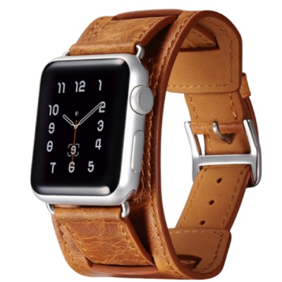 iCarer Quadri Watch Band - Δερμάτινο Λουράκι Apple Watch SE/10/9/8/7/6/5/4 (42/41/40mm) - Orange (RIW111)