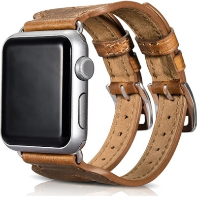 iCarer Double Buckle Cuff Watch Band - Δερμάτινο Λουράκι Apple Watch SE/11/10/9/8/7/6/5/4 (42/41/40mm) - Brown (RIW113)