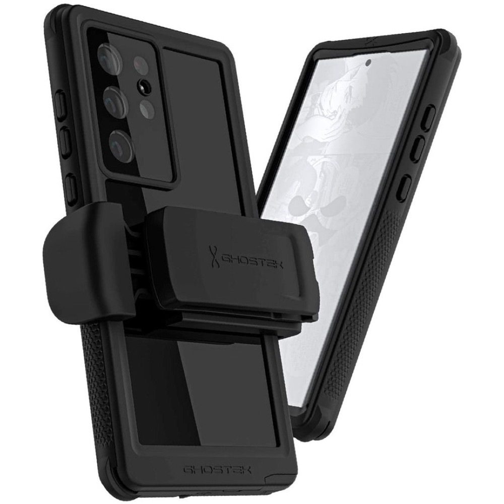 Ghostek Nautical 4 - Ανθεκτική Αδιάβροχη Θήκη με Περιστρεφόμενο Κλιπ Ζώνης - Samsung Galaxy S22 Ultra 5G - Black (GHOCAS3028)