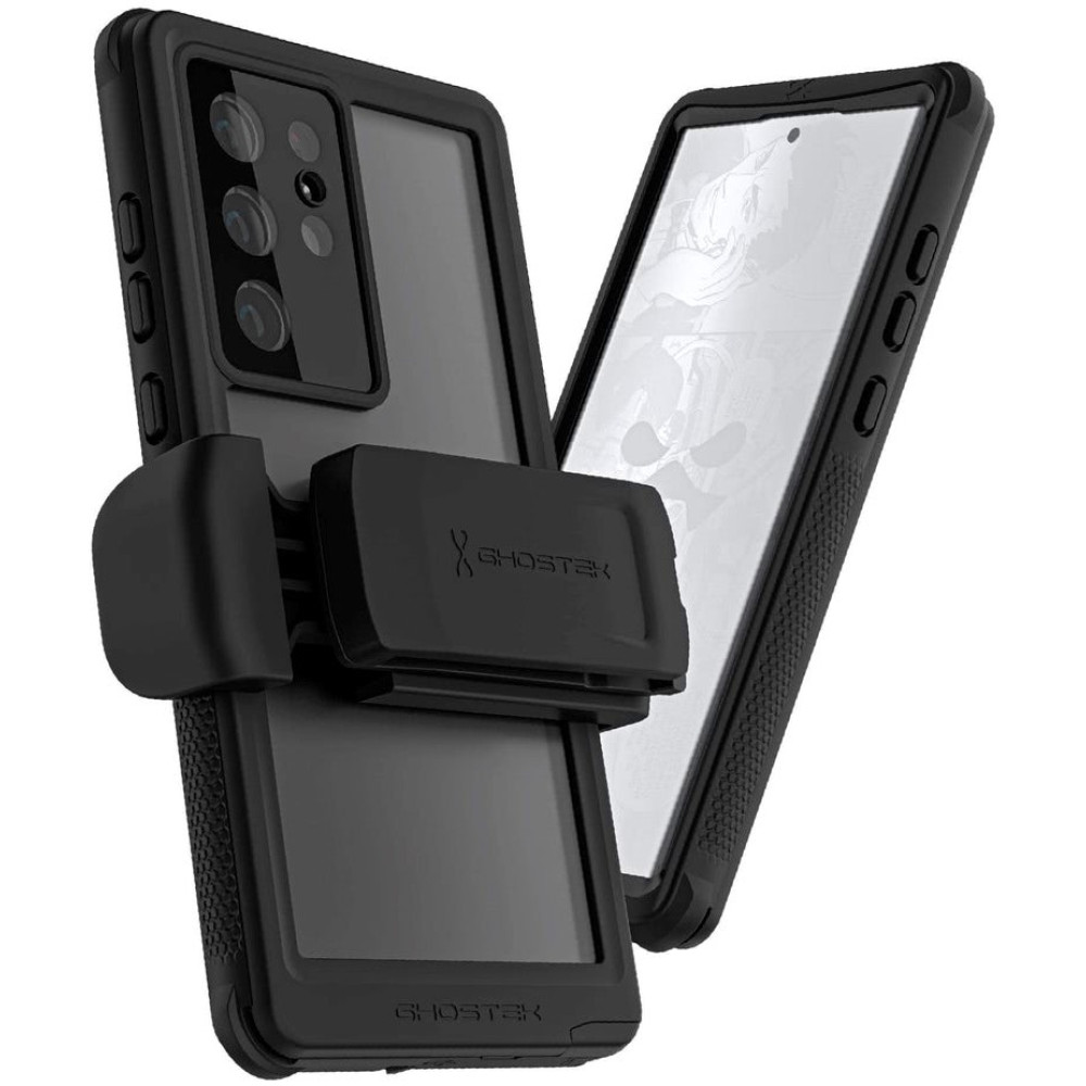 Ghostek Nautical 4 - Ανθεκτική Αδιάβροχη Θήκη με Περιστρεφόμενο Κλιπ Ζώνης - Samsung Galaxy S22 Ultra 5G - Clear (GHOCAS3029)