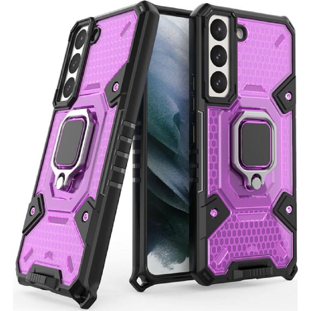 Vivid Honeycomb Armor - Ανθεκτική Θήκη Samsung Galaxy S22 5G με Μεταλλικό Ring Holder - Rose Violet (UNARMORGALAXYS22ROSE)