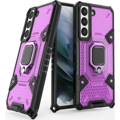 Vivid Honeycomb Armor - Ανθεκτική Θήκη Samsung Galaxy S22 5G με Μεταλλικό Ring Holder - Rose Violet (UNARMORGALAXYS22ROSE)