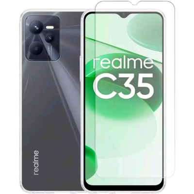 Vivid Set Gelly Case & Tempered Glass - Σετ Διάφανη Θήκη Σιλικόνης & Tempered Glass - Realme C35 - Transparent (VIGELLY232GLASSTN)