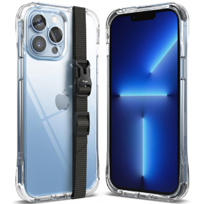 Ringke Fusion Plus Combo Pack - Διάφανη Σκληρή Θήκη με TPU Bumper και Buckle Strap - Apple iPhone 13 Pro Max - White / Black (8809818849199)