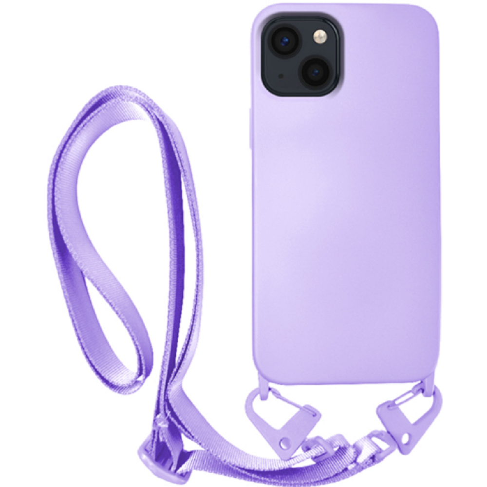 Vivid Silicone Strap - Θήκη Σιλικόνης με Λουράκι Λαιμού - Apple iPhone 13 - Lilac (VISISTRAP196LILAC)