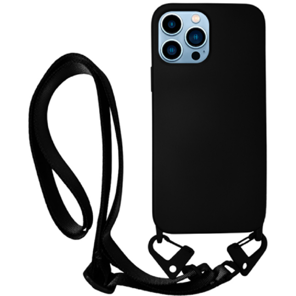 Vivid Silicone Strap - Θήκη Σιλικόνης με Λουράκι Λαιμού - Apple iPhone 13 Pro - Black (VISISTRAP197BK)