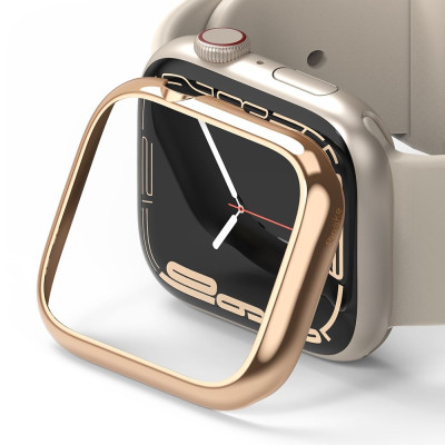 Ringke Bezel Styling - Θήκη από Ανοξείδωτο Ατσάλι - Apple Watch 9 / 8 / 7 41mm - Glossy Rose Gold (8809848201554)