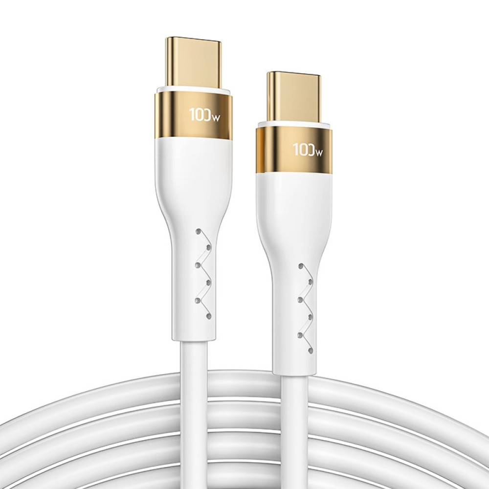 Joyroom PD Liquid Silicone Cable S-1250N18-10 - Καλώδιο Φόρτισης και Μεταφοράς Δεδομένων 5A - Type-C σε Type-C - 300cm - 100W - White (6941237178404)