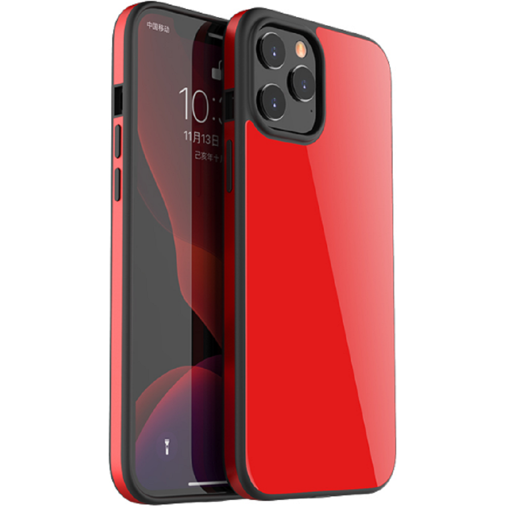 Bodycell Back Glass Aluminium Bumper - Θήκη με Πλάτη από Tempered Glass και Bumper Αλουμινίου - Apple iPhone 12 / 12 Pro - Red (5206015056598)