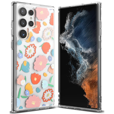 Ringke Fusion Design Armored - Ανθεκτική Σκληρή Θήκη με TPU Bumper - Samsung Galaxy S22 Ultra 5G - Floral (8809848204715)