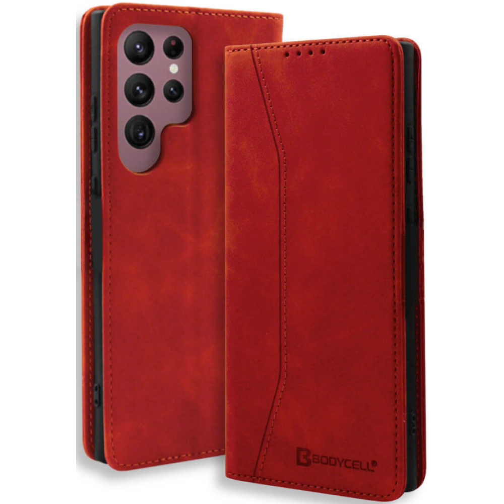 Bodycell Θήκη - Πορτοφόλι Samsung Galaxy S22 Ultra 5G - Red (5206015058493)