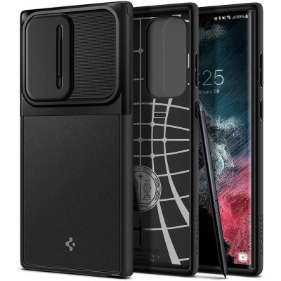 Spigen Optik Armor Θήκη με Κάλυμμα για την Κάμερα - Samsung Galaxy S22 Ultra 5G - Black (ACS04281)