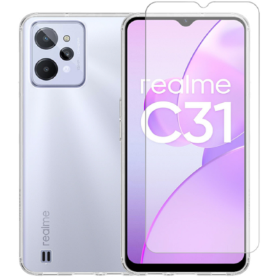 Vivid Σετ Διάφανη Θήκη Σιλικόνης & Tempered Glass - Realme C31 - Transparent (VIGELLY239GLASSTN)