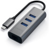 Satechi Type-C 2 in 1 USB Hub & Ethernet - Αντάπτορας Αλουμινίου Με 3 x USB-Α / 1 x Ethernet - Space Gray (ST-TC2N1USB31AM)