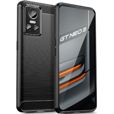 Tech-Protect Θήκη Σιλικόνης Carbon - Realme GT Neo 3 - Black (9589046921803)