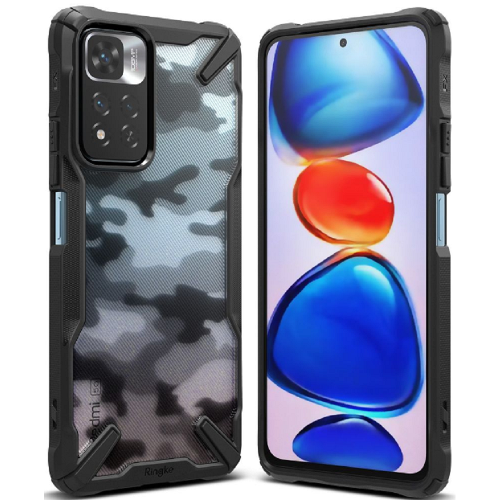 Ringke Σκληρή Θήκη Fusion X Plus με TPU Bumper - Xiaomi Redmi Note 11 Pro Plus 5G - Lime Glow / Camo Black (8809848204869)