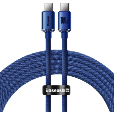 Καλώδιο Baseus Crystal Shine Series Φόρτισης και Μεταφοράς Δεδομένων Type-C σε Type-C 100W 200cm - Blue (CAJY000703)