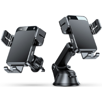 Joyroom JR-ZS219 Triaxial Electric - Βάση Ασύρματης Φόρτισης για Κινητά 4.7" - 6.8" για Ταμπλό και Αεραγωγούς Αυτοκινήτου με Ρυθμιζόμενο Βραχίονα - 15W - Black (6941237175335)