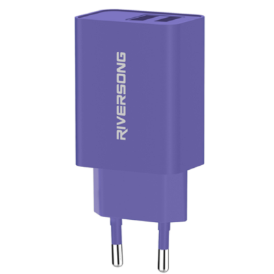 Riversong SafeKub D2 Dual - Φορτιστής Ταξιδιού / Αντάπτορας με 2 x USB - 2.4A - 12W - Purple (AD29-EUPU)