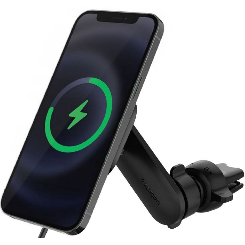 Spigen ITS12W OneTap Pro Wireless Magnetic Car Charger - Βάση Ασύρματης Φόρτισης MagSafe για Αεραγωγούς Αυτοκινήτου - 7.5W - Black (ACP02615)