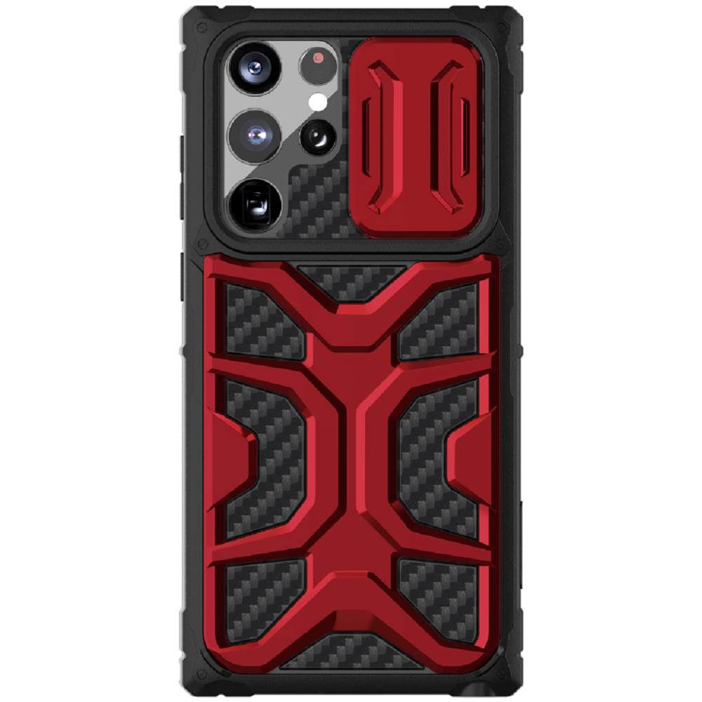 Nillkin Adventurer Armored Σκληρή Ανθεκτική Θήκη με Κάλυμμα για την Κάμερα - Samsung Galaxy S22 Ultra 5G - Red (6902048235601)