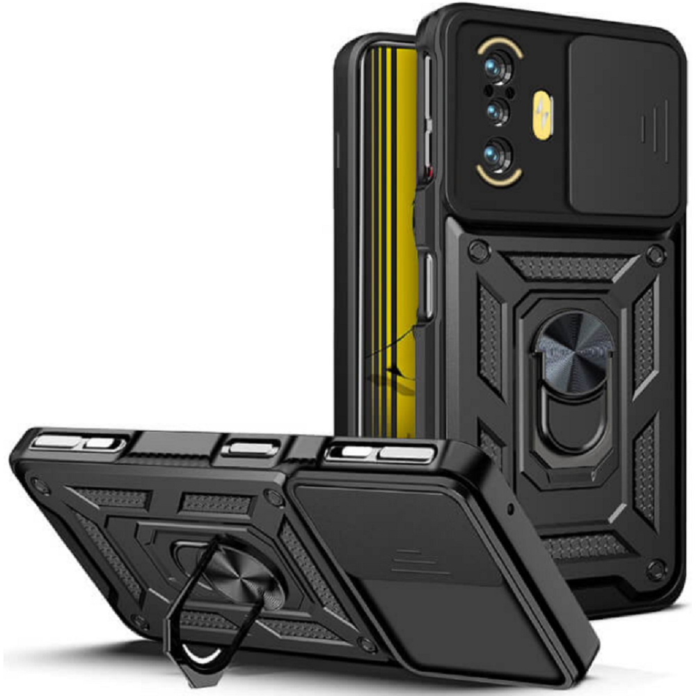 Bodycell Armor Slide - Ανθεκτική Θήκη Xiaomi Poco F3 GT με Κάλυμμα για την Κάμερα & Μεταλλικό Ring Holder - Black (5206015012075)