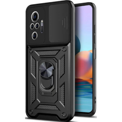Bodycell Armor Slide - Ανθεκτική Θήκη Xiaomi Redmi Note 10 Pro με Κάλυμμα για την Κάμερα & Μεταλλικό Ring Holder - Black (5206015017360)