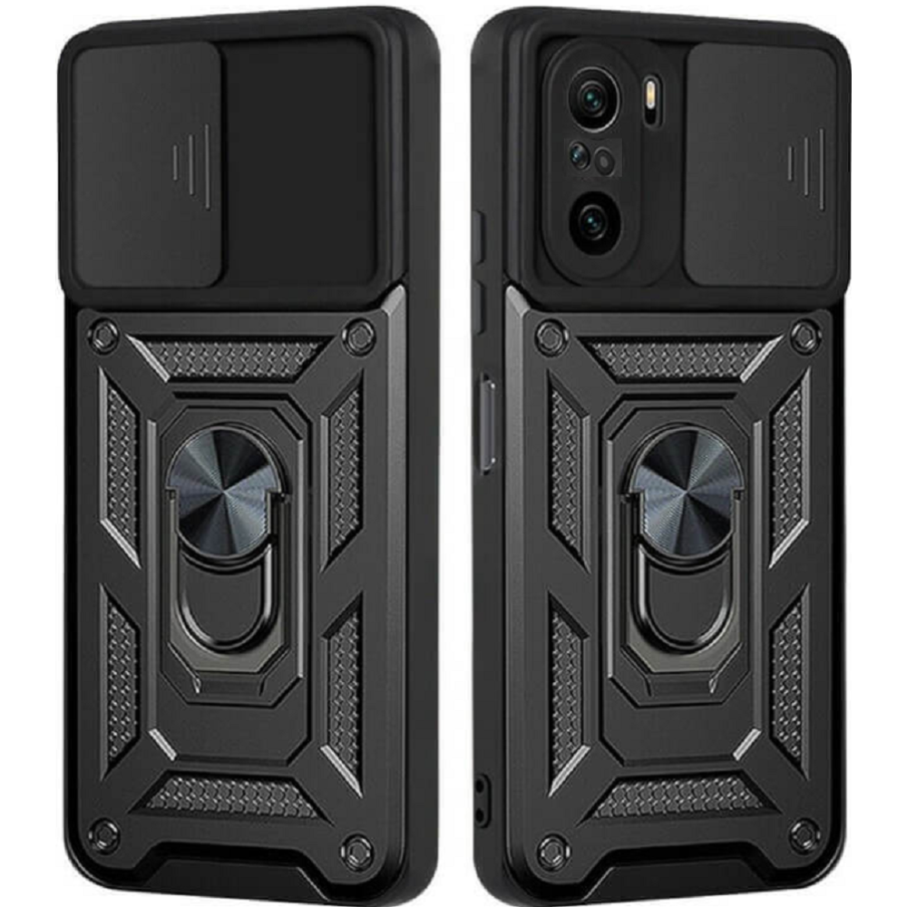 Bodycell Armor Slide - Ανθεκτική Θήκη Xiaomi Poco F3 με Κάλυμμα για την Κάμερα & Μεταλλικό Ring Holder - Black (5206015012044)