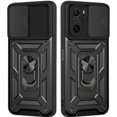 Bodycell Armor Slide - Ανθεκτική Θήκη Xiaomi Poco F3 με Κάλυμμα για την Κάμερα & Μεταλλικό Ring Holder - Black (5206015012044)
