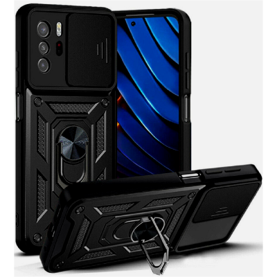 Bodycell Armor Slide - Ανθεκτική Θήκη Xiaomi Poco X3 GT με Κάλυμμα για την Κάμερα & Μεταλλικό Ring Holder - Black (5206015003943)