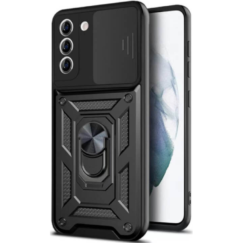 Bodycell Armor Slide - Ανθεκτική Θήκη Samsung Galaxy S21 FE 5G με Κάλυμμα για την Κάμερα & Μεταλλικό Ring Holder - Black (5206015005183)