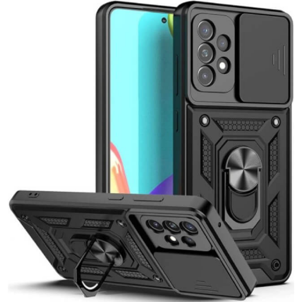 Bodycell Armor Slide - Ανθεκτική Θήκη Samsung Galaxy A72 με Κάλυμμα για την Κάμερα & Μεταλλικό Ring Holder - Black (5206015004780)