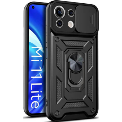 Bodycell Armor Slide - Ανθεκτική Θήκη Xiaomi Mi 11 Lite με Κάλυμμα για την Κάμερα & Μεταλλικό Ring Holder - Black (5206015014512)