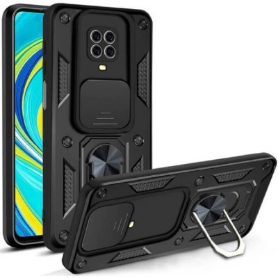 Bodycell Armor Slide - Ανθεκτική Θήκη Xiaomi Redmi Note 9S / 9 Pro / 9 Pro Max με Κάλυμμα για την Κάμερα & Μεταλλικό Ring Holder - Black (5206015011825)