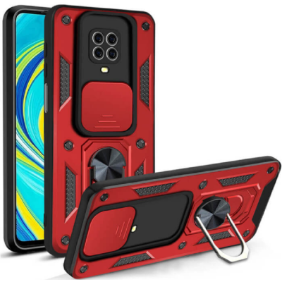 Bodycell Armor Slide - Ανθεκτική Θήκη Xiaomi Redmi Note 9S / 9 Pro / 9 Pro Max με Κάλυμμα για την Κάμερα & Μεταλλικό Ring Holder - Red (5206015011832)