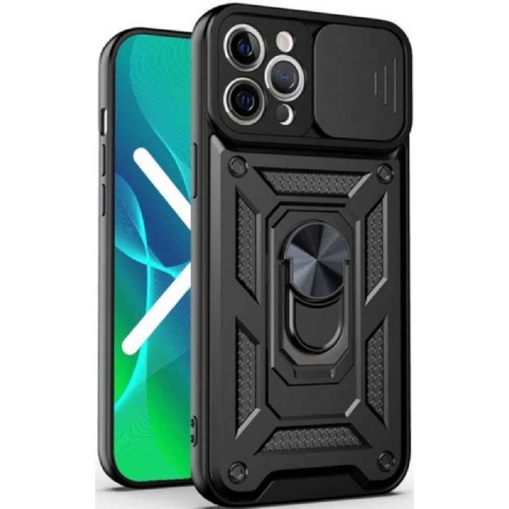 Bodycell Armor Slide - Ανθεκτική Θήκη Apple iPhone 11 Pro Max με Κάλυμμα για την Κάμερα & Μεταλλικό Ring Holder - Black (5206015003141)