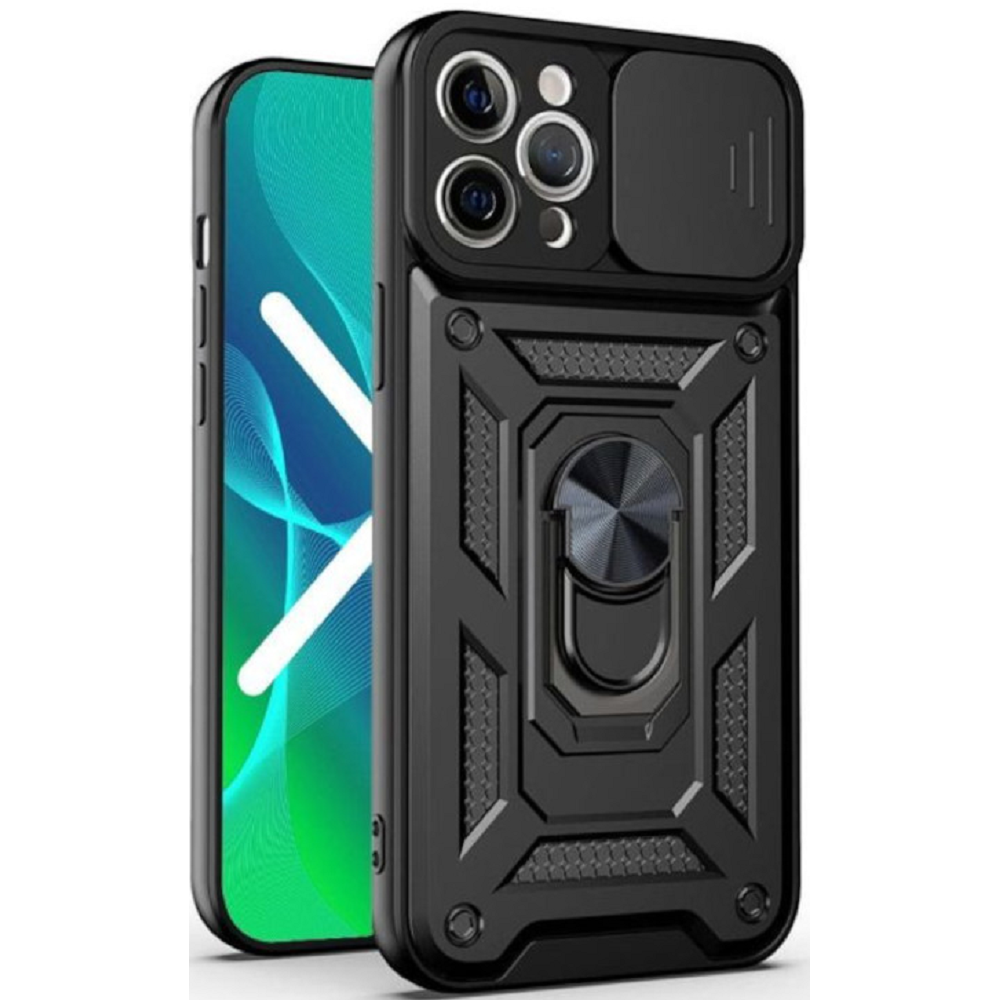 Bodycell Armor Slide - Ανθεκτική Θήκη Apple iPhone 11 Pro με Κάλυμμα για την Κάμερα & Μεταλλικό Ring Holder - Black (5206015003103)