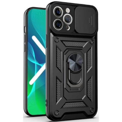 Bodycell Armor Slide - Ανθεκτική Θήκη Apple iPhone 11 Pro με Κάλυμμα για την Κάμερα & Μεταλλικό Ring Holder - Black (5206015003103)