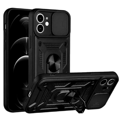 Bodycell Armor Slide - Ανθεκτική Θήκη Apple iPhone 11 με Κάλυμμα για την Κάμερα & Μεταλλικό Ring Holder - Black (5206015003004)