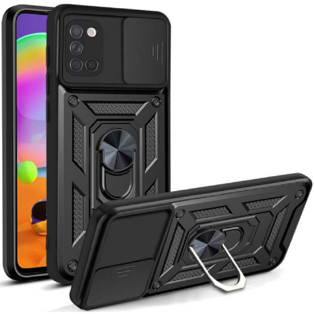 Bodycell Armor Slide - Ανθεκτική Θήκη Samsung Galaxy A31 με Κάλυμμα για την Κάμερα & Μεταλλικό Ring Holder - Black (5206015004568)